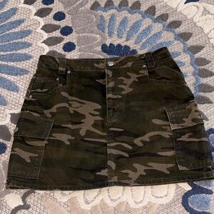 Topshop Green Camouflage Mini Skirt